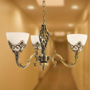 Lustra VINTAGE, tip Pendul cu brate, COTTAGE, Circulara, 3xE27, Sticla si Metal, Bronz