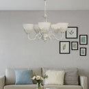 Lustra VINTAGE, tip Pendul cu brate, COTTAGE, Circulara, 5xE27, Sticla si Metal, Alb