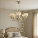 Lustra VINTAGE, tip Pendul cu brate, COTTAGE, Circulara, 5xE27, Sticla si Metal, Alb