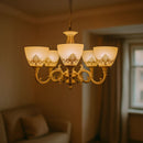 Lustra VINTAGE, tip Pendul cu brate, COTTAGE, Circulara, 5xE27, Sticla si Metal, Alb