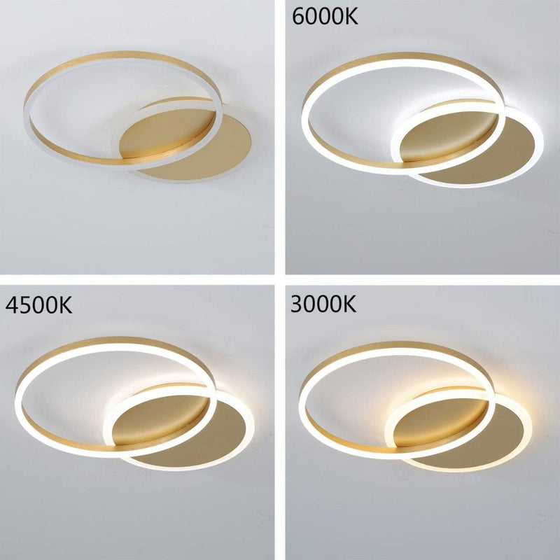 Lustra LED Dario, 2 Cercuri, 47W, Lumina Rece/Calda/Neutra, Auriu