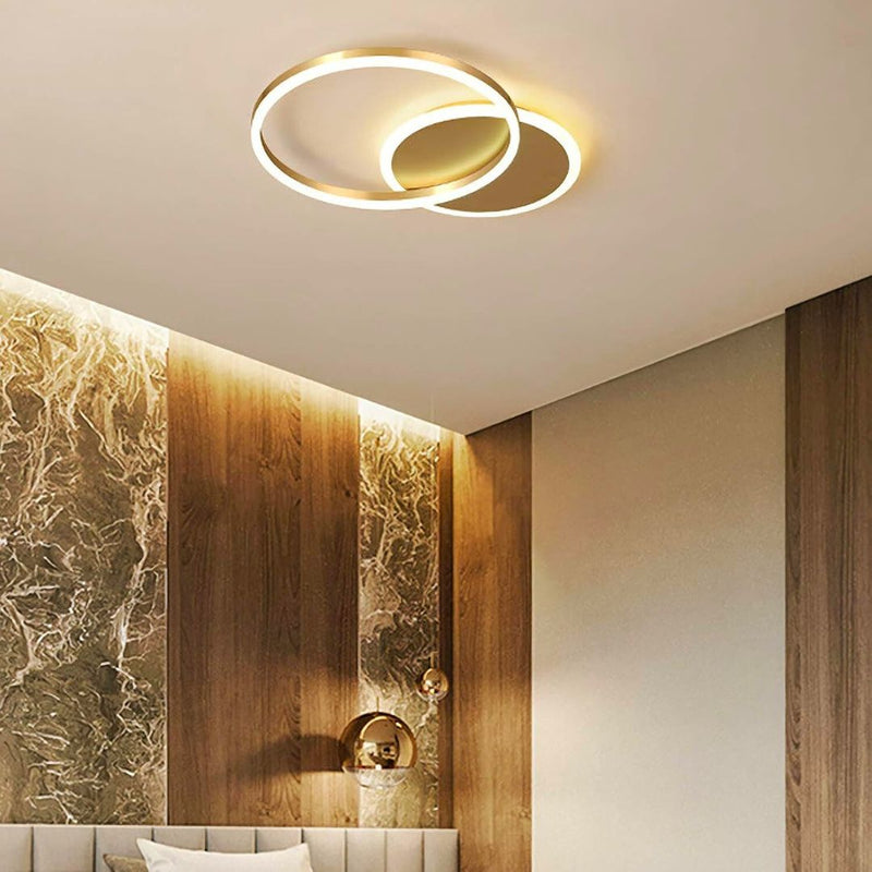Lustra LED Dario, 2 Cercuri, 47W, Lumina Rece/Calda/Neutra, Auriu