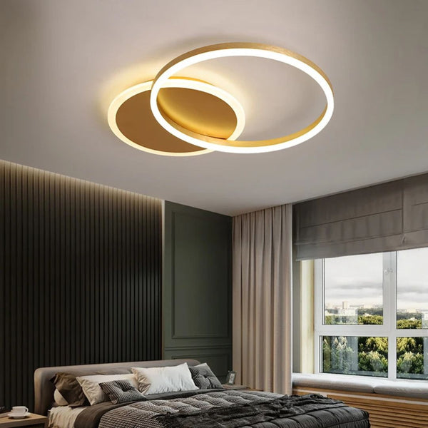 Lustra LED Dario, 2 Cercuri, 47W, Lumina Rece/Calda/Neutra, Auriu