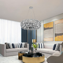 Candelabru Cristal SEGOVIA Magno 10x E14, Diametru 60cm, Argintiu Lucios, Inaltime Reglabila