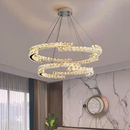 Lustra LED suspendata cu telecomanda si cristal MIA LATIFAH 70W, 2 Cercuri, lumina Rece/Calda/Neutra, Dimabila, Crom Lucios, Inaltime Reglabila