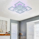 Lustra LED cu telecomanda si cristal LEILA 237W, 8 Patrate, lumina Rece/Calda/Neutra, Dimabila, Alb Crom Lucios