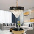 Candelabru Cristal VERSAILLES Magno 8xE27, Diametru 60cm, Auriu Lucios si Negru, Inaltime Reglabila