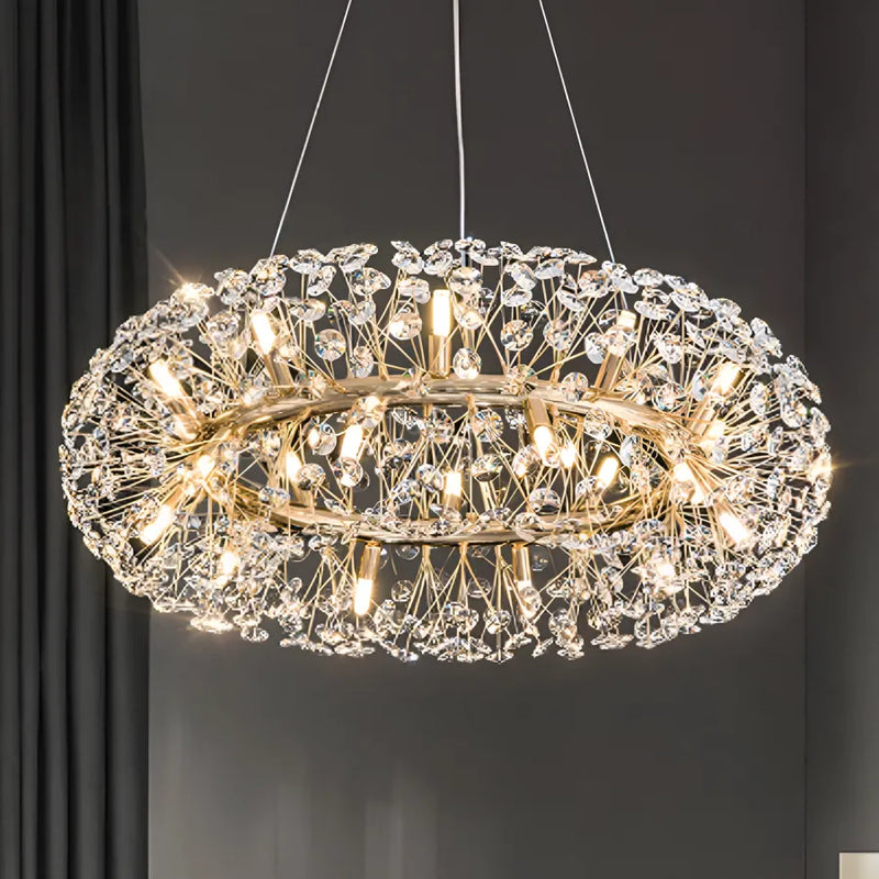 Candelabru Cristal SEGOVIA Magno 5x E14, Diametru 60cm, Auriu Lucios, Inaltime Reglabila