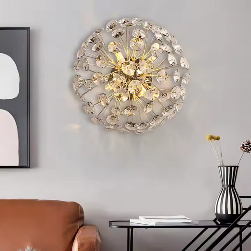 Candelabru Cristal MINUE, 4x G9, Diametru 35cm, Auriu Lucios