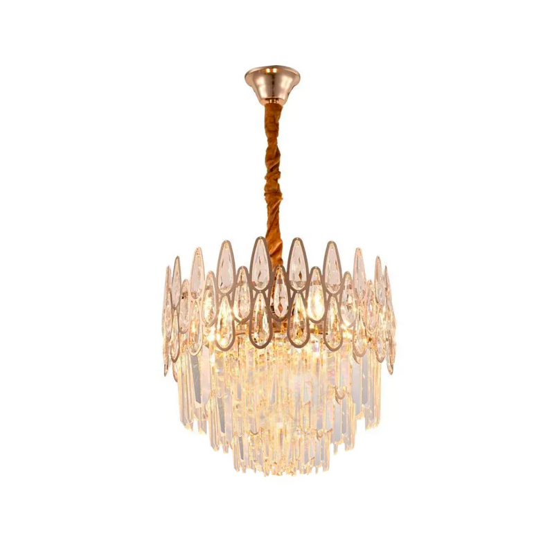 Candelabru Cristal ALHAMBRA Petito 3x E14, Diametru 30cm, Auriu Lucios, Inaltime Reglabila