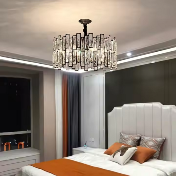 Candelabru Cristal MALBORK Eleganza 6xE27, Diametru 49cm, Negru, Inaltime Reglabila