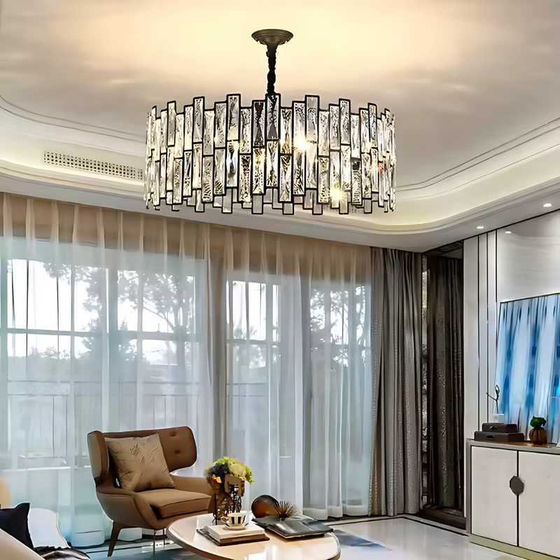 Candelabru Cristal MALBORK Eleganza 6xE27, Diametru 49cm, Negru, Inaltime Reglabila