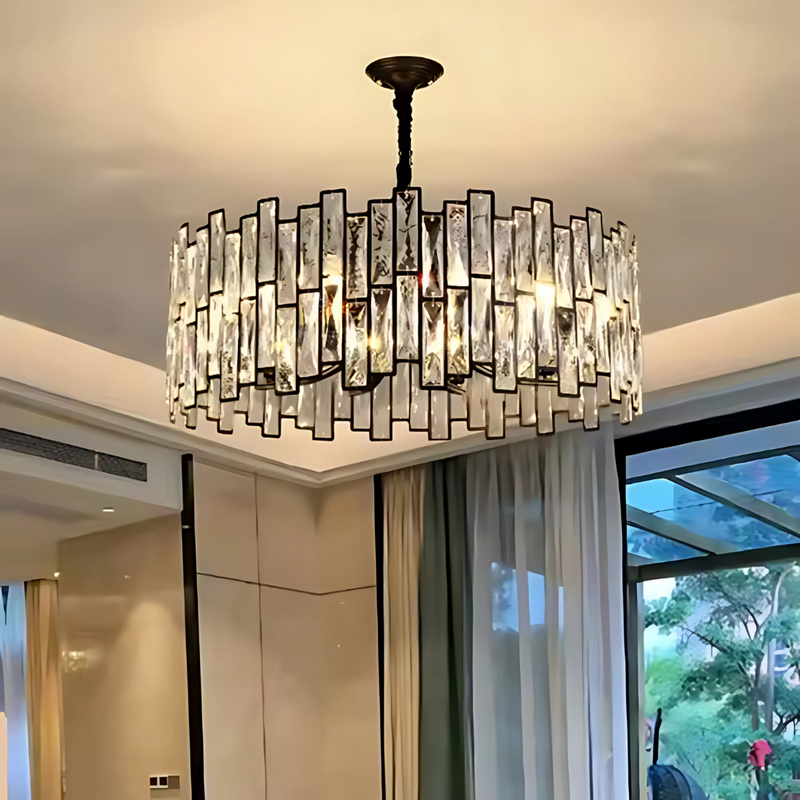 Candelabru Cristal MALBORK Eleganza 6xE27, Diametru 49cm, Negru, Inaltime Reglabila