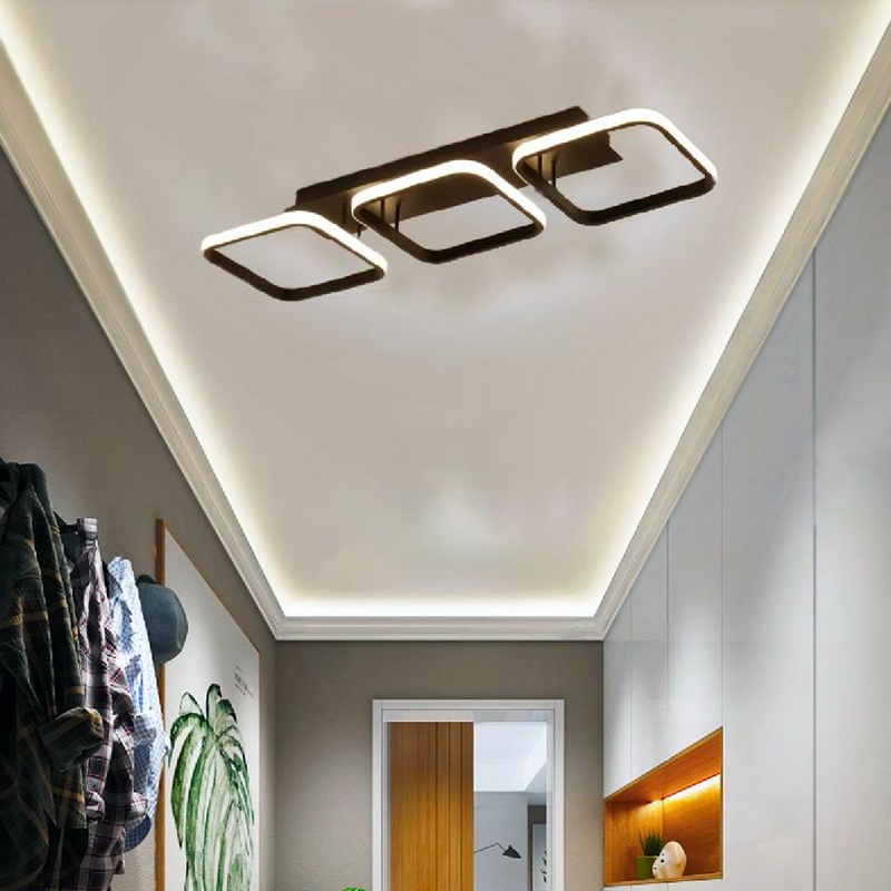 Lustra LED VERTEX 35W, 3 Patrate, Liniara, lumina Rece/Calda/Neutra, Neagra