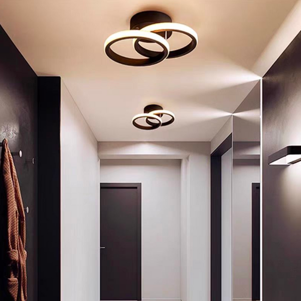 Lustra LED Celio , 16W, 2 Cercuri, Lumina Rece/Calda/Neutra, Negru