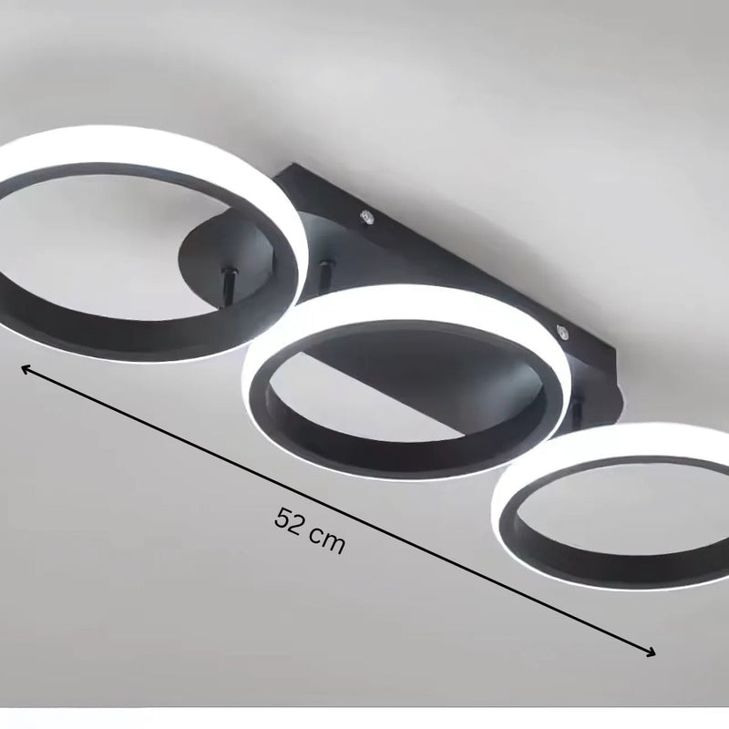 Lustra LED ELIO 24W, 3 Cercuri, Liniara, lumina Rece/Calda/Neutra, Negru