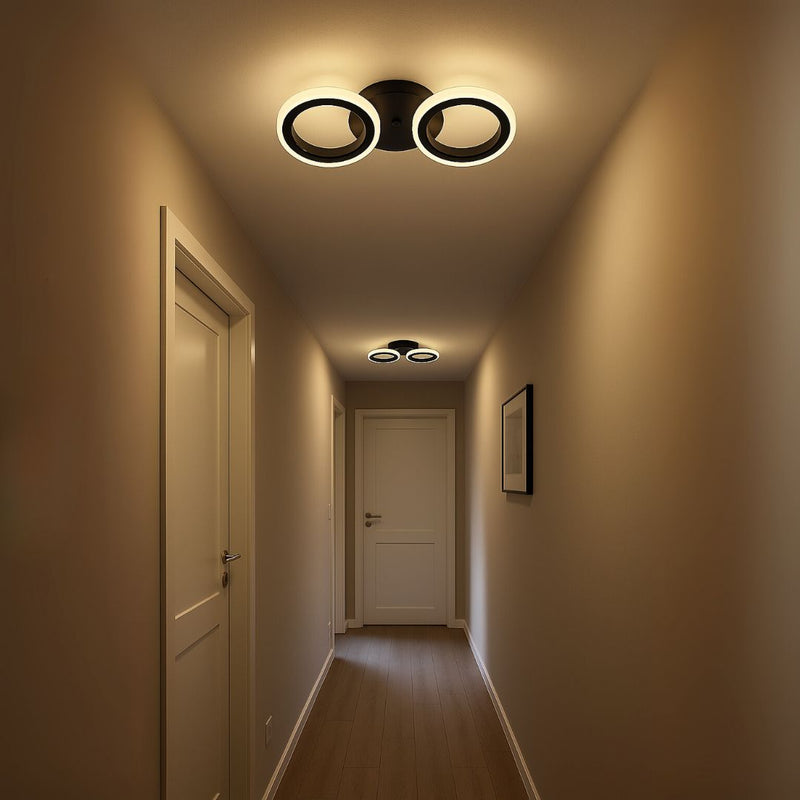 Lustra LED MARA 19W, 2 Cercuri, lumina Rece/Calda/Neutra, Negru