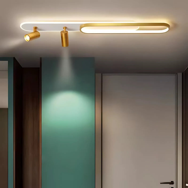 Lustra LED cu Proiector Reglabil FISSO Camilla, 69W, lumina Rece/Calda/Neutra, Auriu Lucios