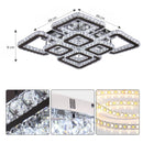 Lustra LED cu telecomanda si cristal QUADRIA SUPREMO RGB 198W, 8 Patrate, lumina Rece/Calda/Neutra, Dimabila, Crom Lucios