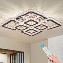 Lustra LED cu telecomanda si cristal QUADRIA SUPREMO RGB 198W, 8 Patrate, lumina Rece/Calda/Neutra, Dimabila, Crom Lucios