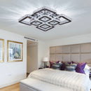 Lustra LED cu telecomanda si cristal QUADRIA SUPREMO RGB 198W, 8 Patrate, lumina Rece/Calda/Neutra, Dimabila, Crom Lucios