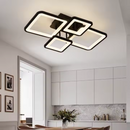 Lustra LED cu telecomanda MUGE 112W, 4 Patrate, lumina Rece/Calda/Neutra, Dimabila, Negru