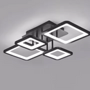 Lustra LED cu telecomanda MUGE 112W, 4 Patrate, lumina Rece/Calda/Neutra, Dimabila, Negru