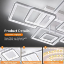 Lustra LED cu telecomanda ELLA 203W, 8 Patrate, lumina Rece/Calda/Neutra, Dimabila, Alb