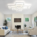 Lustra LED cu telecomanda ELLA 203W, 8 Patrate, lumina Rece/Calda/Neutra, Dimabila, Alb