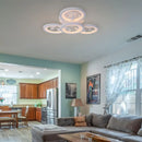 Lustra LED cu telecomanda si cristal DAISY 49W, 4 Elemente, lumina Rece/Calda/Neutra, Dimabila, Alb