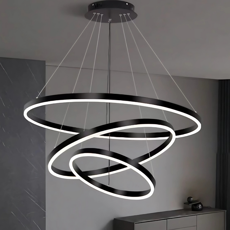 Lustra LED suspendata PAGANO 46W, Lumina Rece/Calda/Neutra, Dimabila, Negru, Inaltime Reglabila
