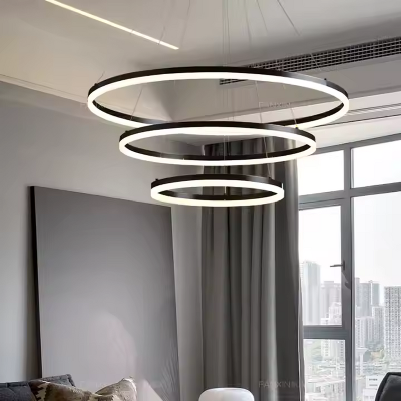 Lustra LED suspendata PAGANO 46W, Lumina Rece/Calda/Neutra, Dimabila, Negru, Inaltime Reglabila
