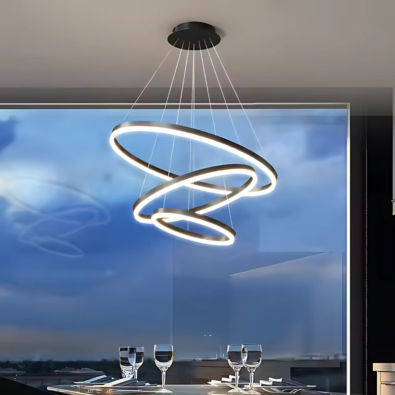 Lustra LED suspendata PAGANO 46W, Lumina Rece/Calda/Neutra, Dimabila, Negru, Inaltime Reglabila