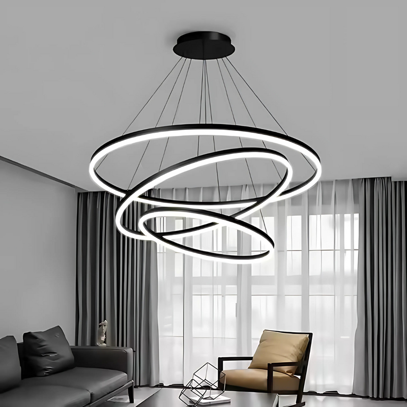 Lustra LED suspendata PAGANO 46W, Lumina Rece/Calda/Neutra, Dimabila, Negru, Inaltime Reglabila