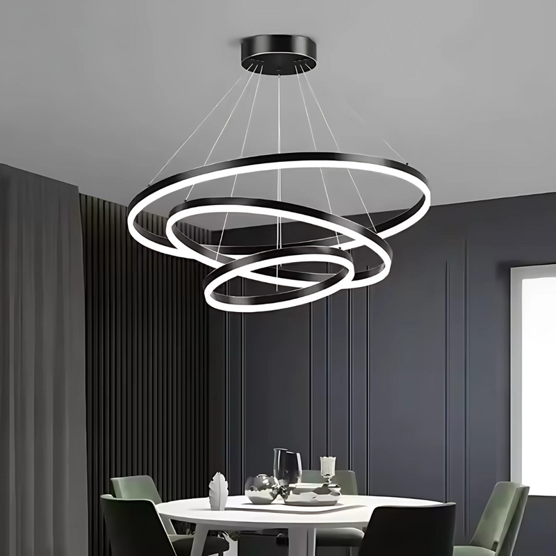 Lustra LED suspendata PAGANO 46W, Lumina Rece/Calda/Neutra, Dimabila, Negru, Inaltime Reglabila
