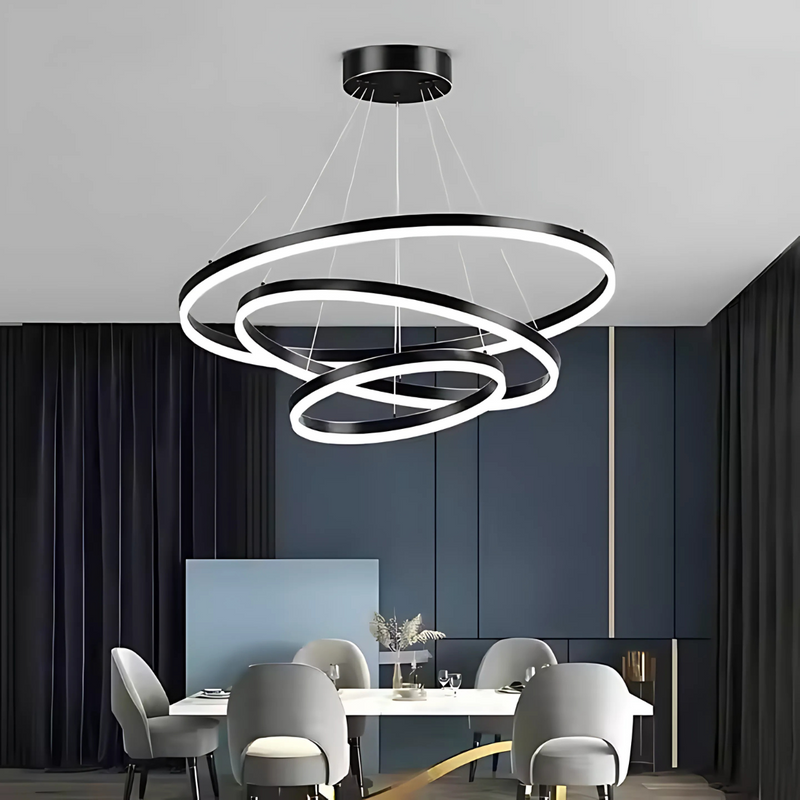Lustra LED suspendata PAGANO 46W, Lumina Rece/Calda/Neutra, Dimabila, Negru, Inaltime Reglabila