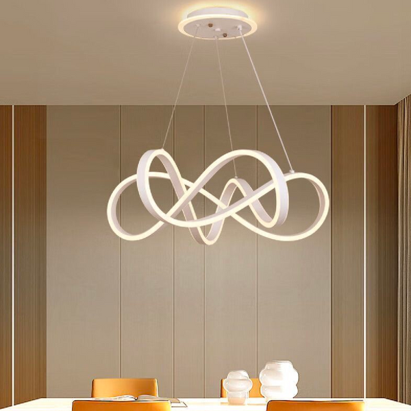 Lustra LED cu telecomanda INFINITY HALO, 138W,  lumina Rece/Calda/Neutra, Dimabila, Alb, Inaltime Reglabila