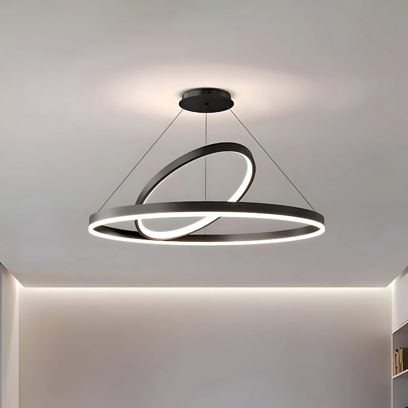 Lustra LED Suspendata PAGANO 31W, 2 Cercuri, Lumina Rece/Calda/Neutra, Dimabila, Negru, Inaltime Reglabila