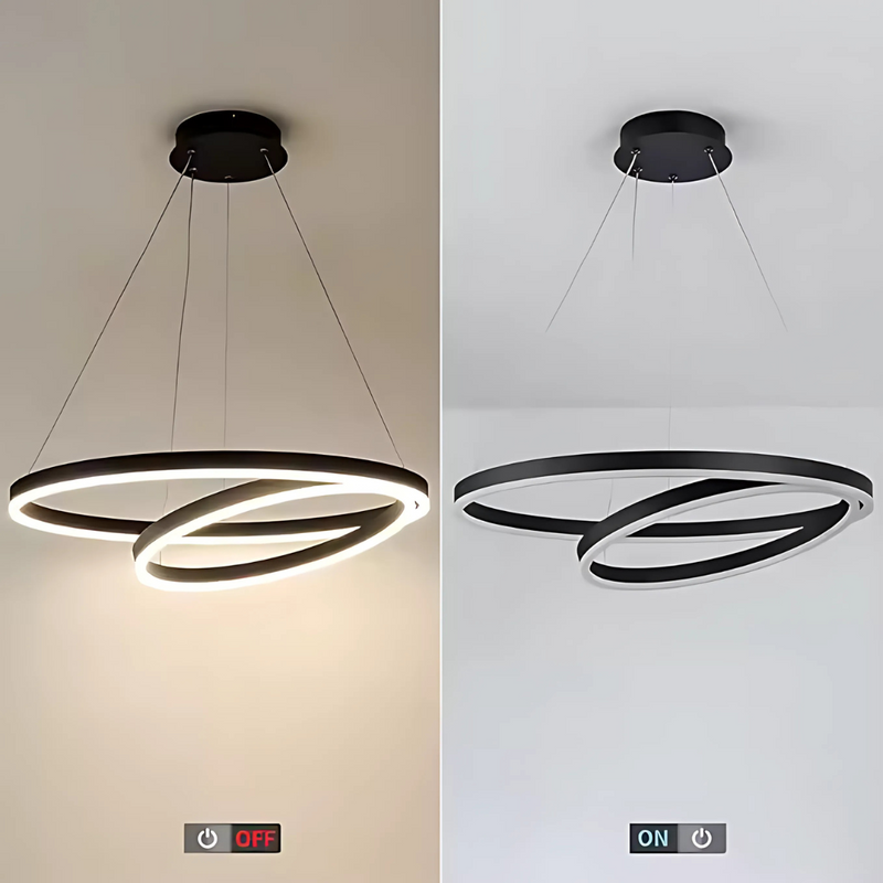 Lustra LED Suspendata PAGANO 31W, 2 Cercuri, Lumina Rece/Calda/Neutra, Dimabila, Negru, Inaltime Reglabila