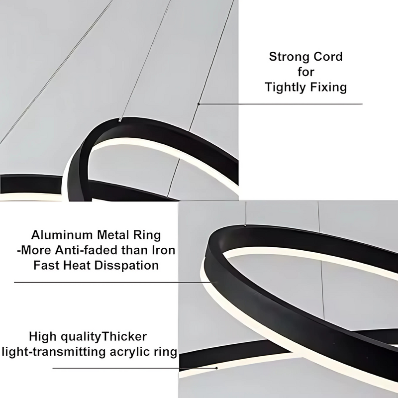 Lustra LED Suspendata PAGANO 31W, 2 Cercuri, Negru, Inaltime Reglabila