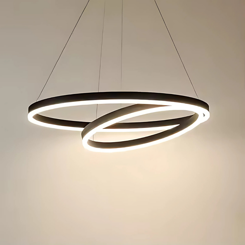 Lustra LED Suspendata PAGANO 31W, 2 Cercuri, Lumina Rece/Calda/Neutra, Dimabila, Negru, Inaltime Reglabila