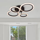 Lustra LED cu telecomanda BETTY 44W, 4 Cercuri, lumina Rece/Calda/Neutra, Dimabila, Negru