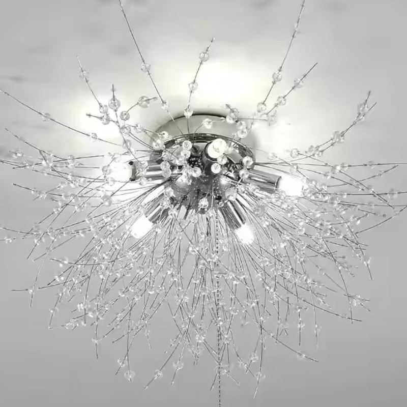 Candelabru Cristal RONDO Vivace, 6x G9, Diametru 49cm, Argintiu Lucios