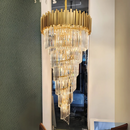 Candelabru Cristal BLOIS Ascendere E14, Diametru 60cm, Auriu, Inaltime Reglabila