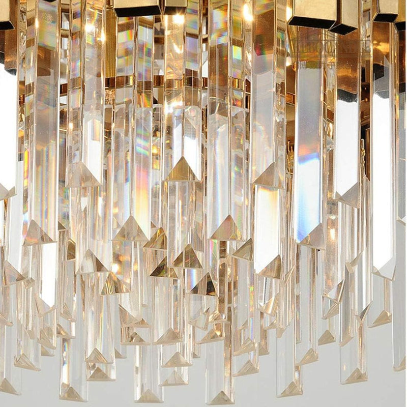 Candelabru Cristal BALMORAL Magno, 9x E14, Diametru 60cm, Auriu, Inaltime Reglabila