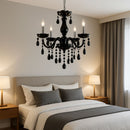 Candelabru Cristal ALNWICK Eleganza, 5xE14, Diametru 48cm, Negru, Inaltime Reglabila