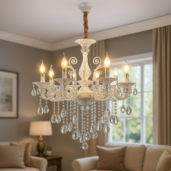 Candelabru Cristal SANSSOUCI Magno, 8xE14, Diametru 70cm, Alb
