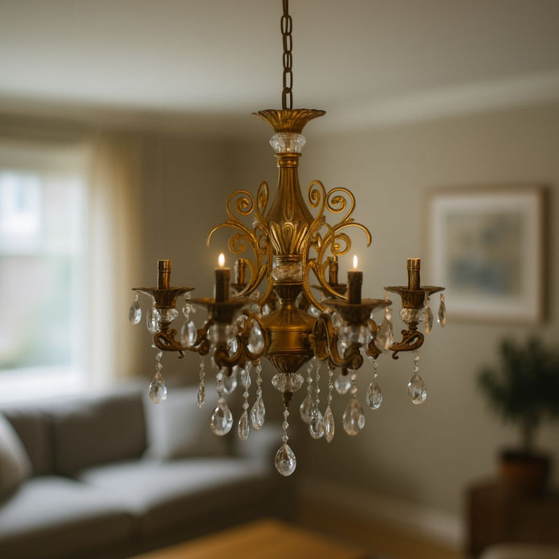 Candelabru Cristal SANSSOUCI Magno, 6xE14, Diametru 60cm, Alama Antichizata