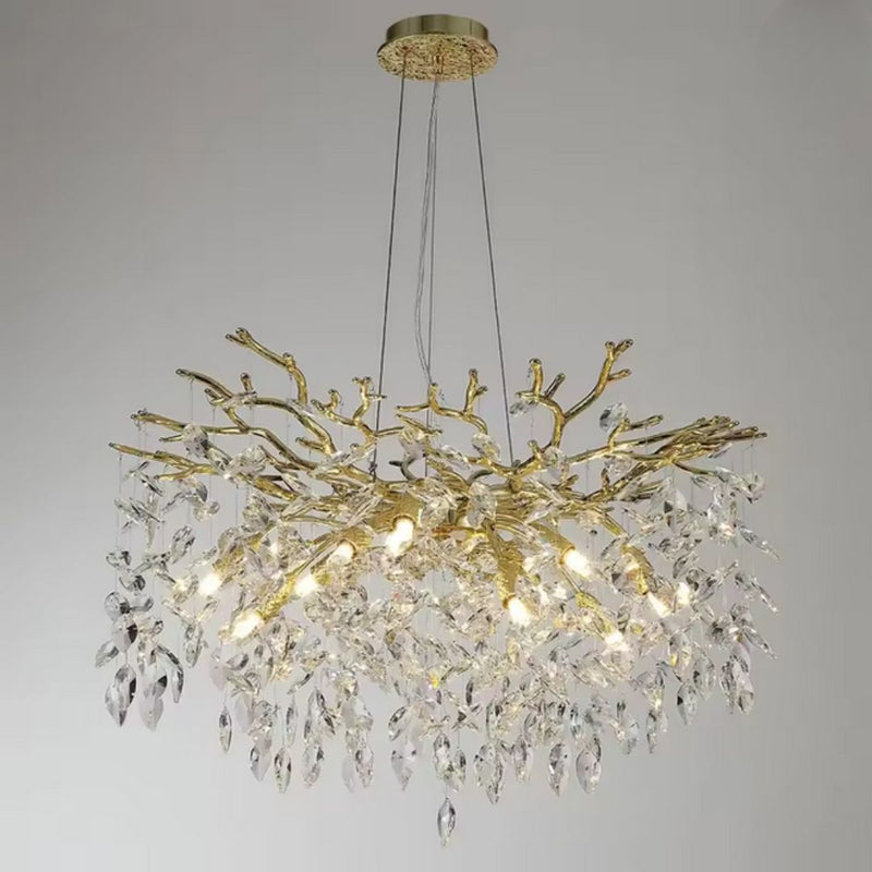 Candelabru Cristal WALTZ Rhapsody, 5x G9, Auriu, Diametru 45cm, Inaltime Reglabila