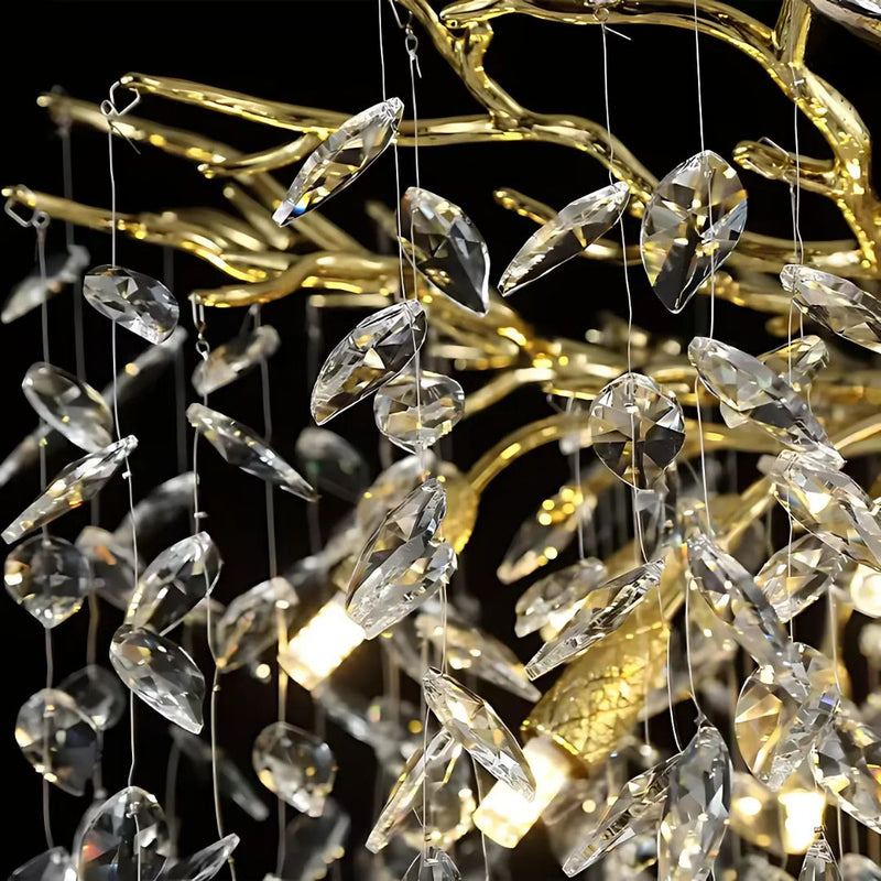 Candelabru Cristal WALTZ Rhapsody, 5x G9, Auriu, Diametru 45cm, Inaltime Reglabila